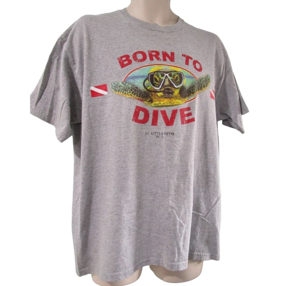 Born to Dive Sea Turtle St Kitts Nevis Mens XL Bad to the Bone CUG